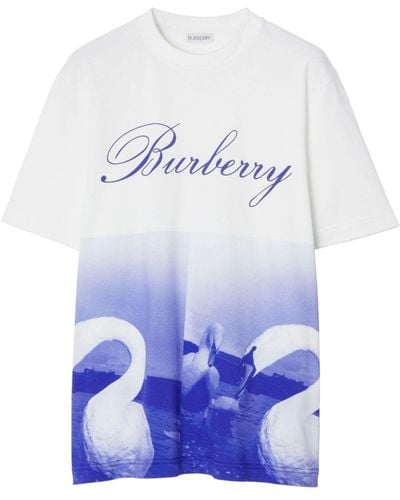 Burberry T-Shirt mit Schwan-Print - Weiß