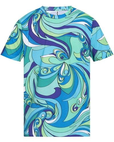 Moschino T-shirt en coton à motif géométrique - Bleu