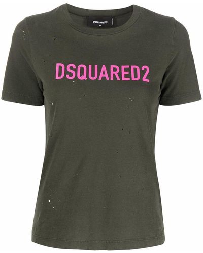 DSquared² T-shirt Met Logoprint - Groen