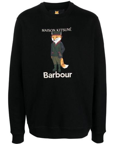 Barbour Sweatshirt mit Logo-Print - Schwarz