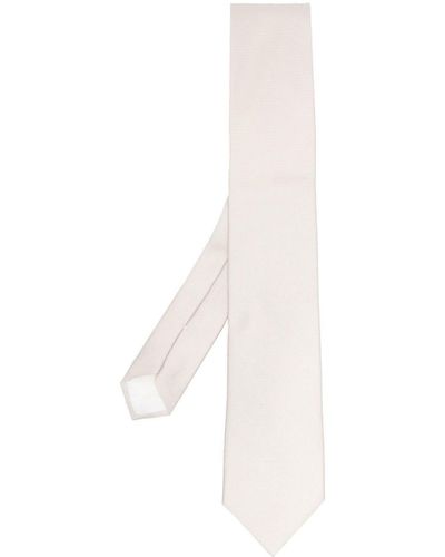 Tagliatore Silk Pointed-tip Tie - White