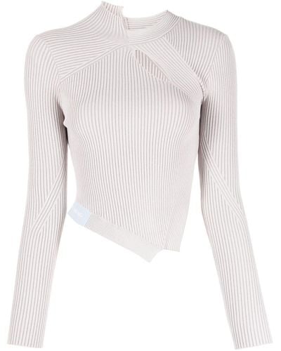 Feng Chen Wang Asymmetric Ribbed-knit Top - White