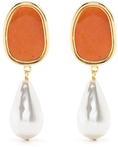 Erdem Pendientes con colgante de perla - Naranja