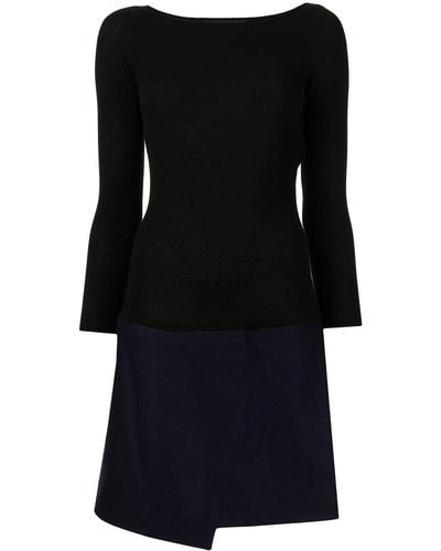 Paule Ka Draped Wool Wrap-skirt Dress - Black
