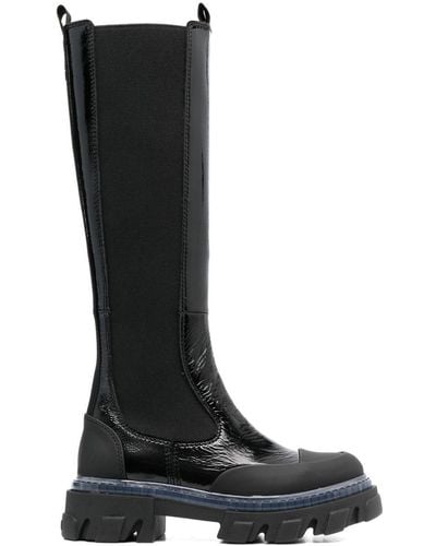 Ganni 50mm Knee-high Leather Boots - Black