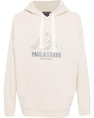 Paul & Shark Logo-Embroidered Hoodie - Natural
