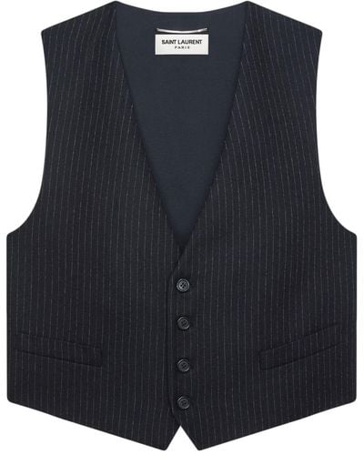 Saint Laurent Pinstripe Button-up Waistcoat - Black