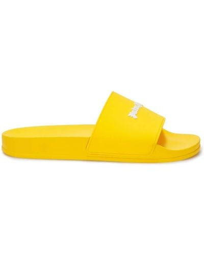 Palm Angels Logo-embossed Slides - Yellow