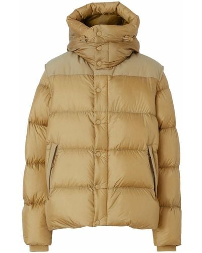 Burberry Detachable Sleeve Hooded Puffer Jacket - Natural