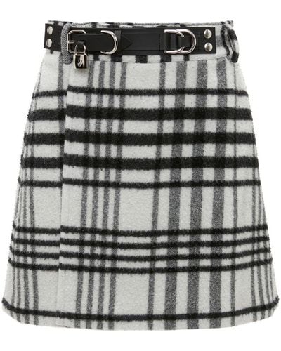 JW Anderson White And Black Virgin Wool Mini Skirt - Gray