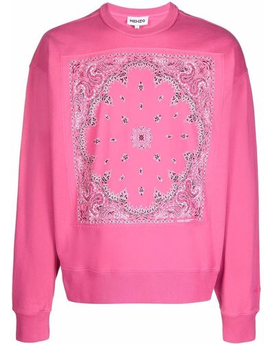 KENZO Bandana-print Organic Cotton Sweatshirt - Pink