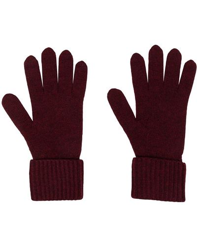 N.Peal Cashmere Ribbed-trim Cashmere Gloves - Red