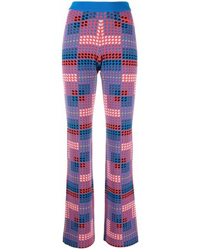 Rabanne Geometric-print Knitted Pants - Blue