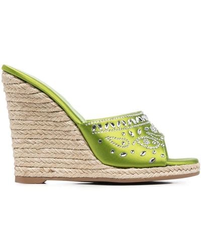 Le Silla Cristal-embellished Wedge-heel Sandals - Green