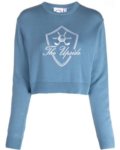 The Upside The Club Karlie Cropped Cotton Jumper - Blue
