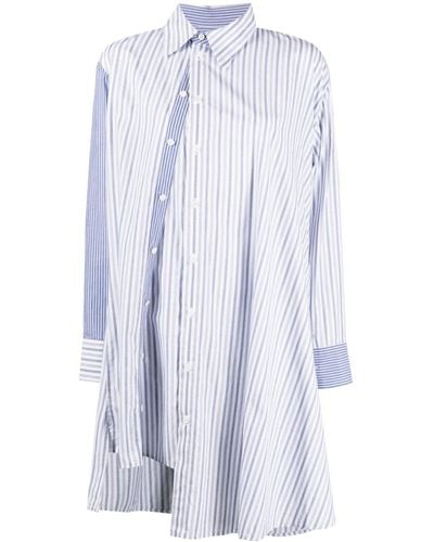Yohji Yamamoto Asymmetric Striped Cotton Shirt - Blue