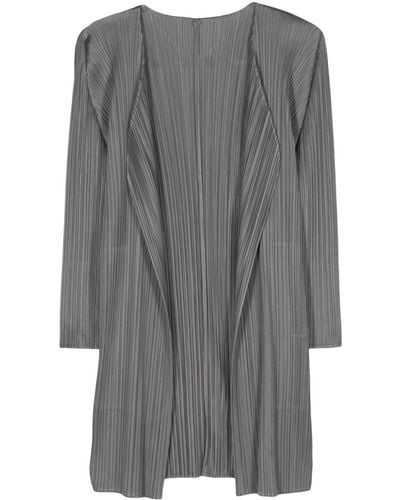 Pleats Please Issey Miyake Plissé-effect Fitted Coat - Grey