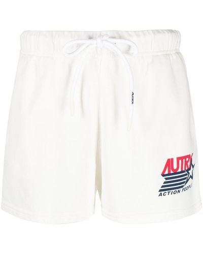 Autry Logo Print Drawstring Shorts - White