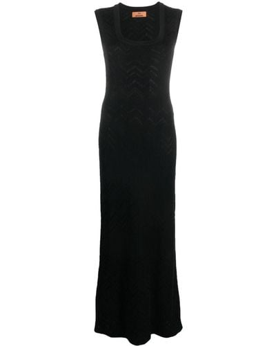 Missoni Chevron-knit Sleeveless Maxi Dress - Black