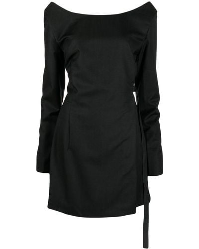 Litkovskaya Boat-neck Long-sleeve Wrap Dress - Black