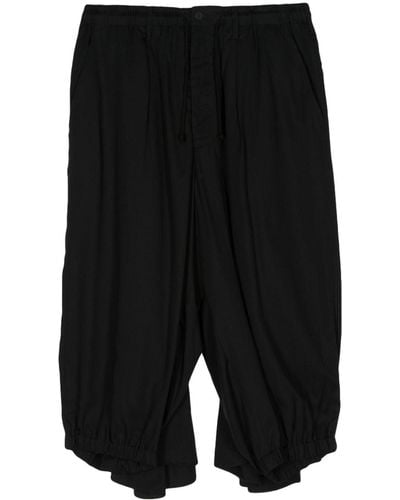 Yohji Yamamoto Pantalones con cordones en la cintura - Negro