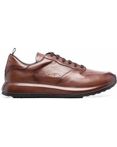 Officine Creative Race Lux Panelled Low-top Leather Trainers - Brown