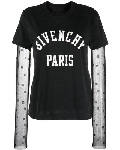 Givenchy 4g-motif Mesh-sleeves T-shirt - Black
