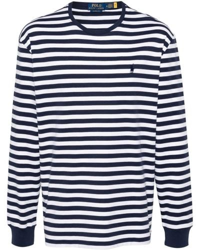 Polo Ralph Lauren Gestreept T-shirt Met Borduurwerk - Blauw