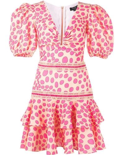 PATBO Polka-dot Lace-trim Mini Dress - Pink