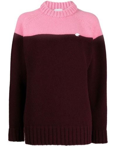 Patou Two-tone Knitted Jumper - Red
