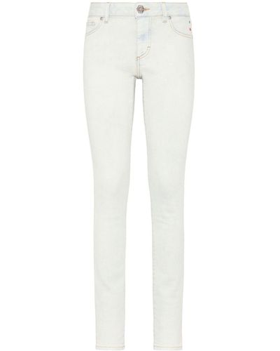 Philipp Plein Logo-appliqué Denim leggings - White