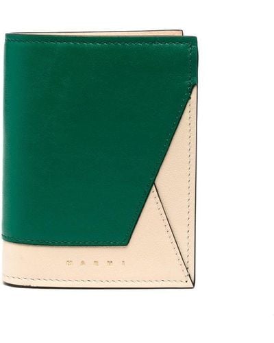 Marni Logo-stamp Leather Wallet - Green