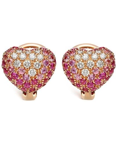 Leo Pizzo 18kt Rose Gold Diamond Pink Shaded Sapphire Amore Earrings - White