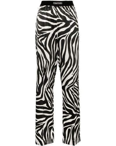 Tom Ford Zebra-print Silk Pants - Women's - Elastane/silk - Black