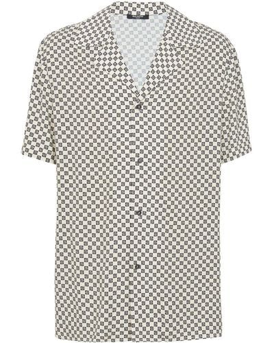 Balmain Satijnen Overhemd Met Monogram-print - Grijs