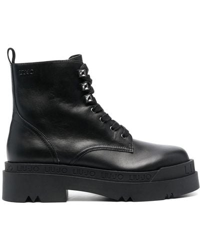 Liu Jo Love 29 Leather Ankle Boots - Black