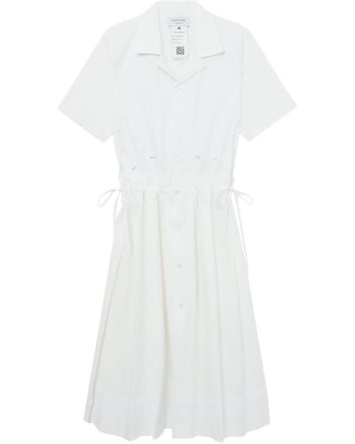 Marine Serre Embroidered Cotton Midi Dress - White
