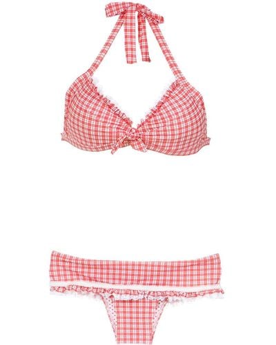 Amir Slama Plaid Bikini Set - Pink