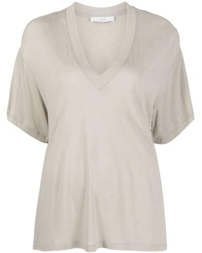 IRO V-neck Drop-shoulder T-shirt - Natural