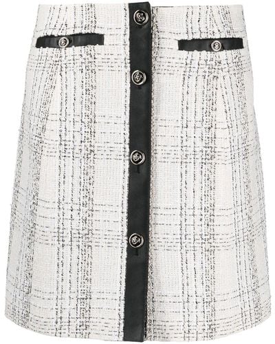 Ferragamo Contrasting-trim Check-print Skirt - White
