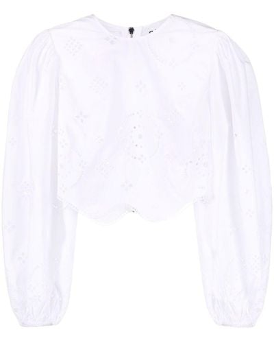 Ganni Broderie Anglaise Blouse - Wit