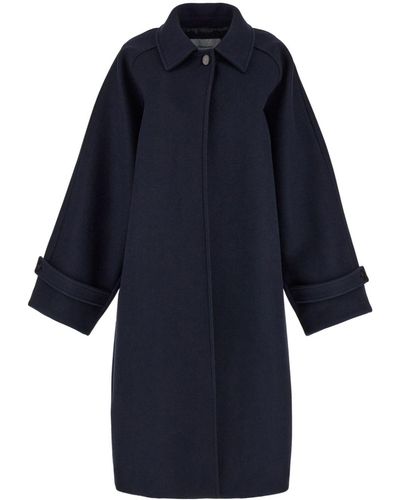 Ferragamo Manteau en laine à simple boutonnage - Bleu