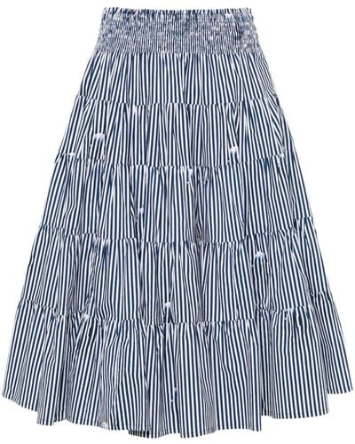 Samantha Sung Blake Striped Poplin Skirt - Blue