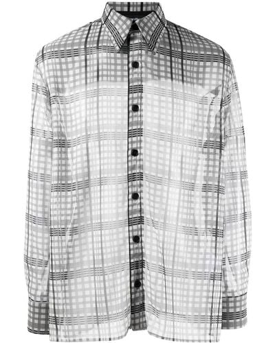 AV VATTEV Semi-sheer Check-print Shirt - Grey