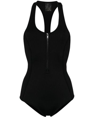 Duskii Zip-up Racerback Swimsuit - Black