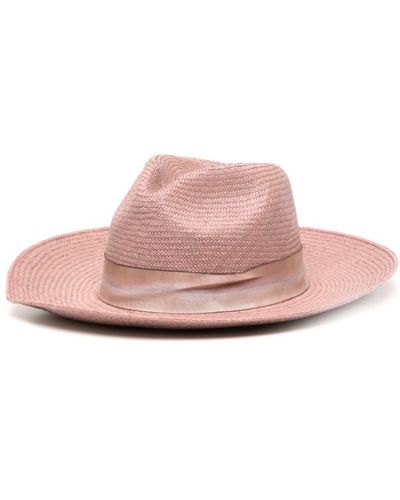 THE FREYA BRAND Daffodil Straw Fedora Hat - Pink