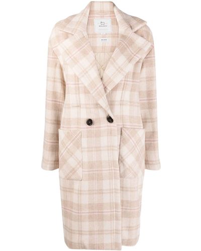 Woolrich Plaid-check Pattern Double-breasted Coat - Natural