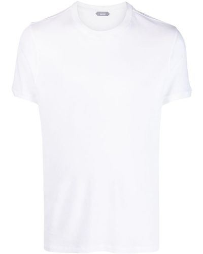 Zanone Fein gestricktes T-Shirt - Weiß