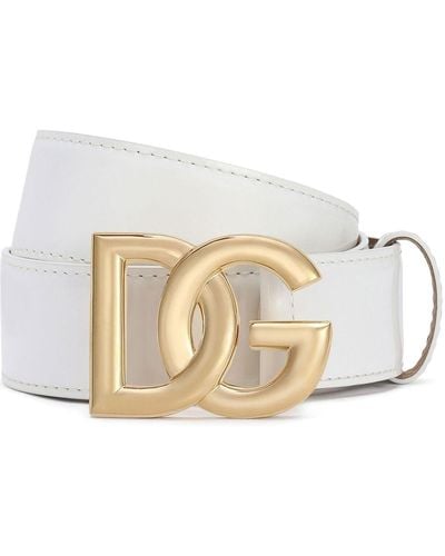 Dolce & Gabbana Dg-logo Leather Belt - White
