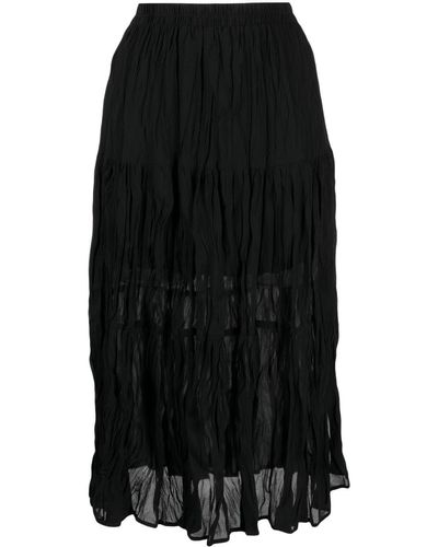 B+ AB Pleated Long Skirt - Black